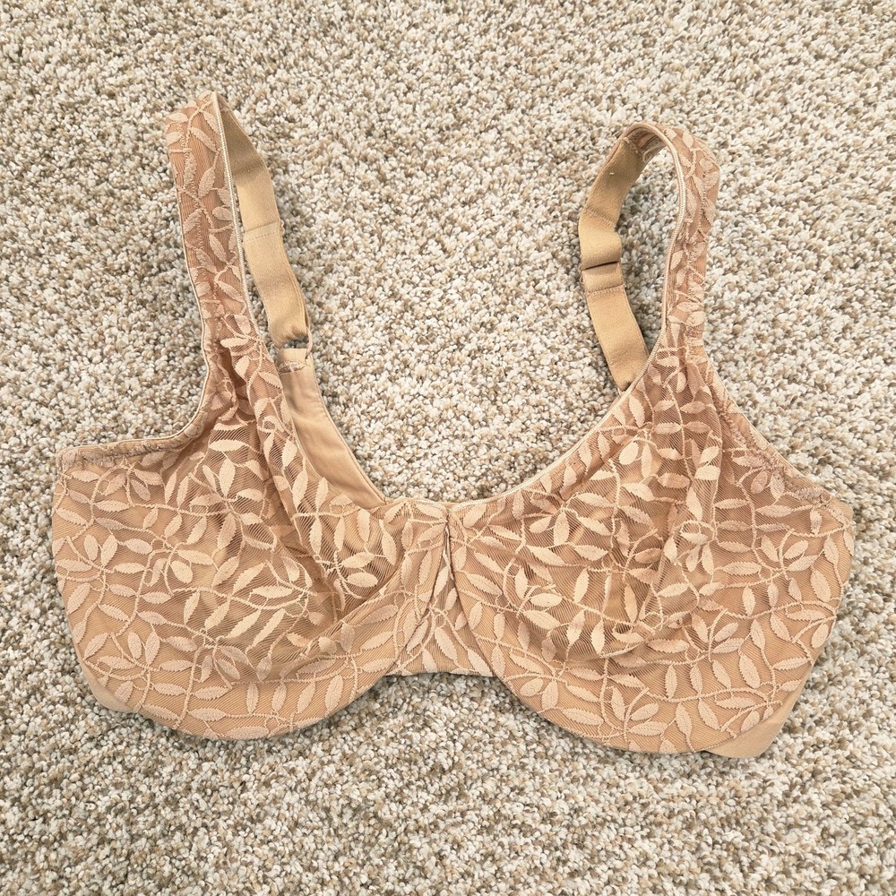 Olga Bra 36DD Minimizer Bra 35519 Sheer Leaves By Warners Beige Mesh Opaque